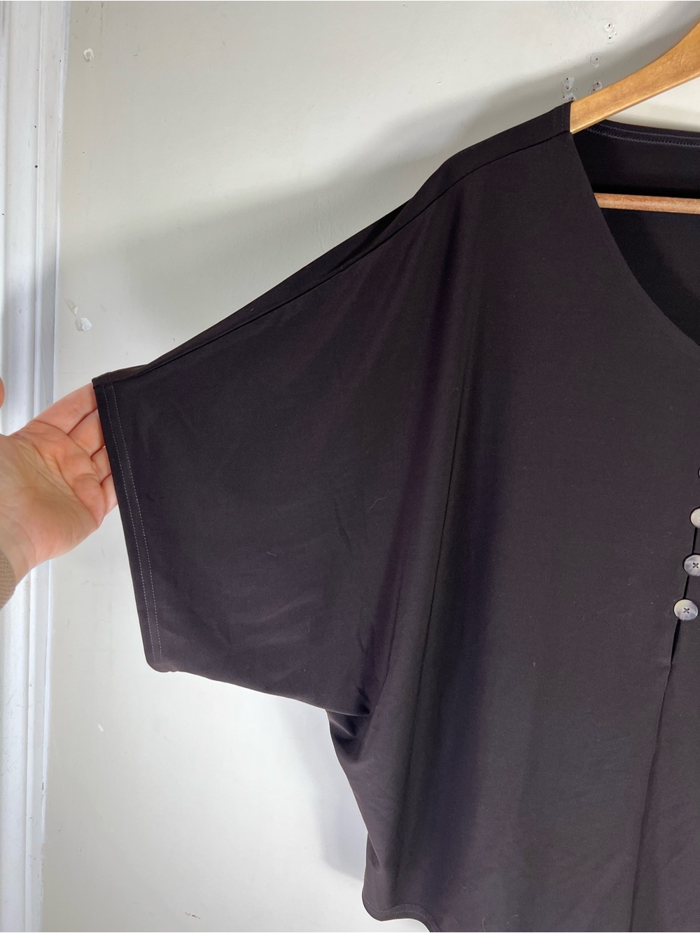 Sympli Chocolate Brown Size 12 V-Neck Dolman Sleeve Jersey Knit Top Stretch - Picture 3 of 8